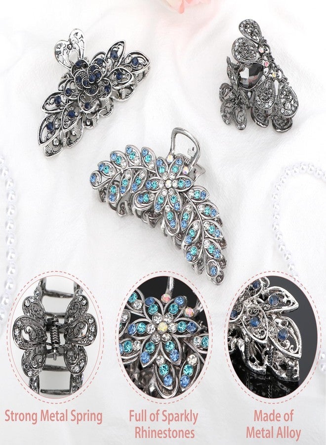 كيلوفلاي مجموعة مشابك شعر معدنية عتيقة من الكريستال من كيلوفلاي، 3 قطع، للشعر الطويل والكثيف - Image 3